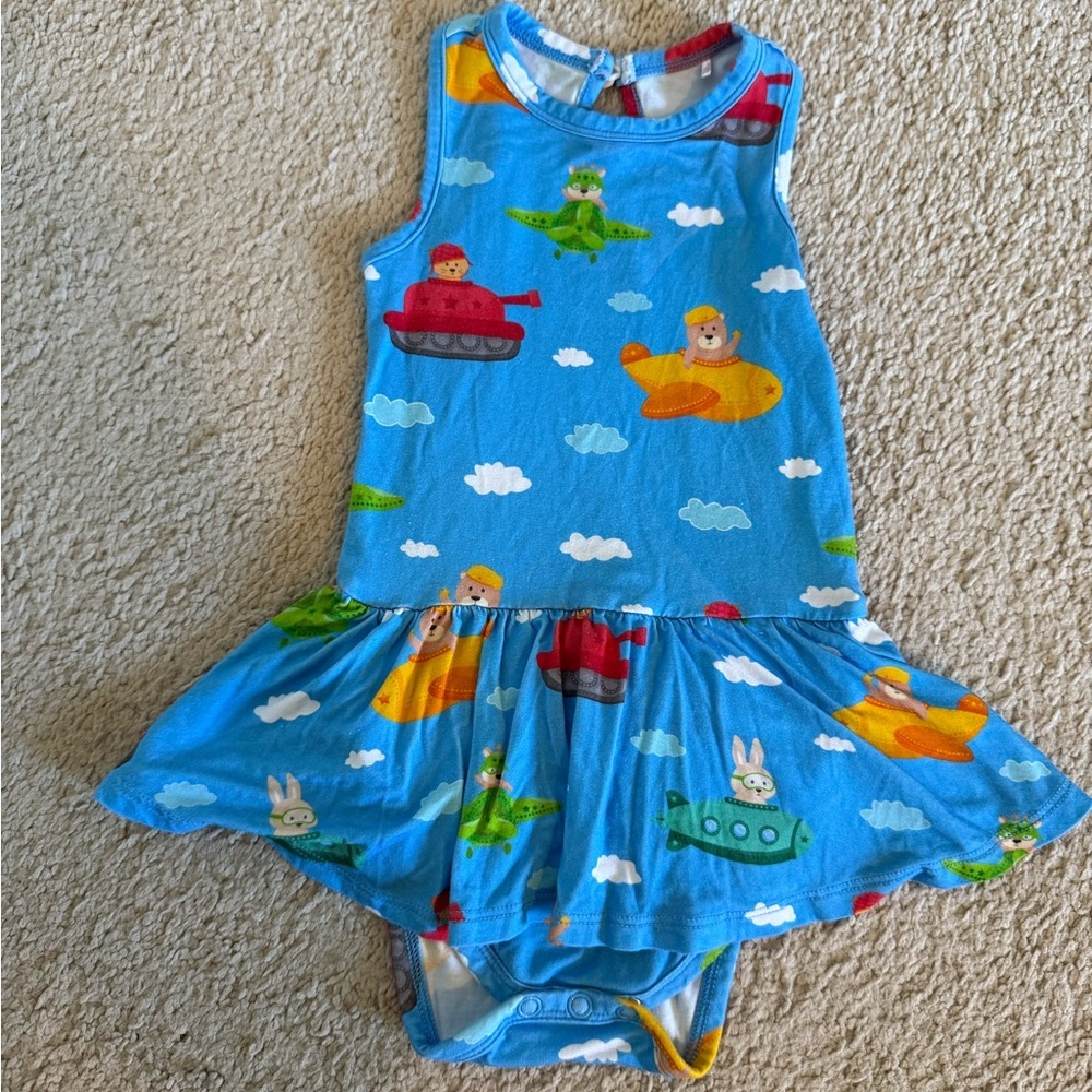 Bums‎ & Roses Ready Jet Go Racer Back Ruffle Dress 12-18 mos